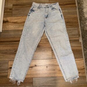 Zara Jeans Womens 4 Light Wash Blue Mom High Rise Straight Leg Cotton Denim